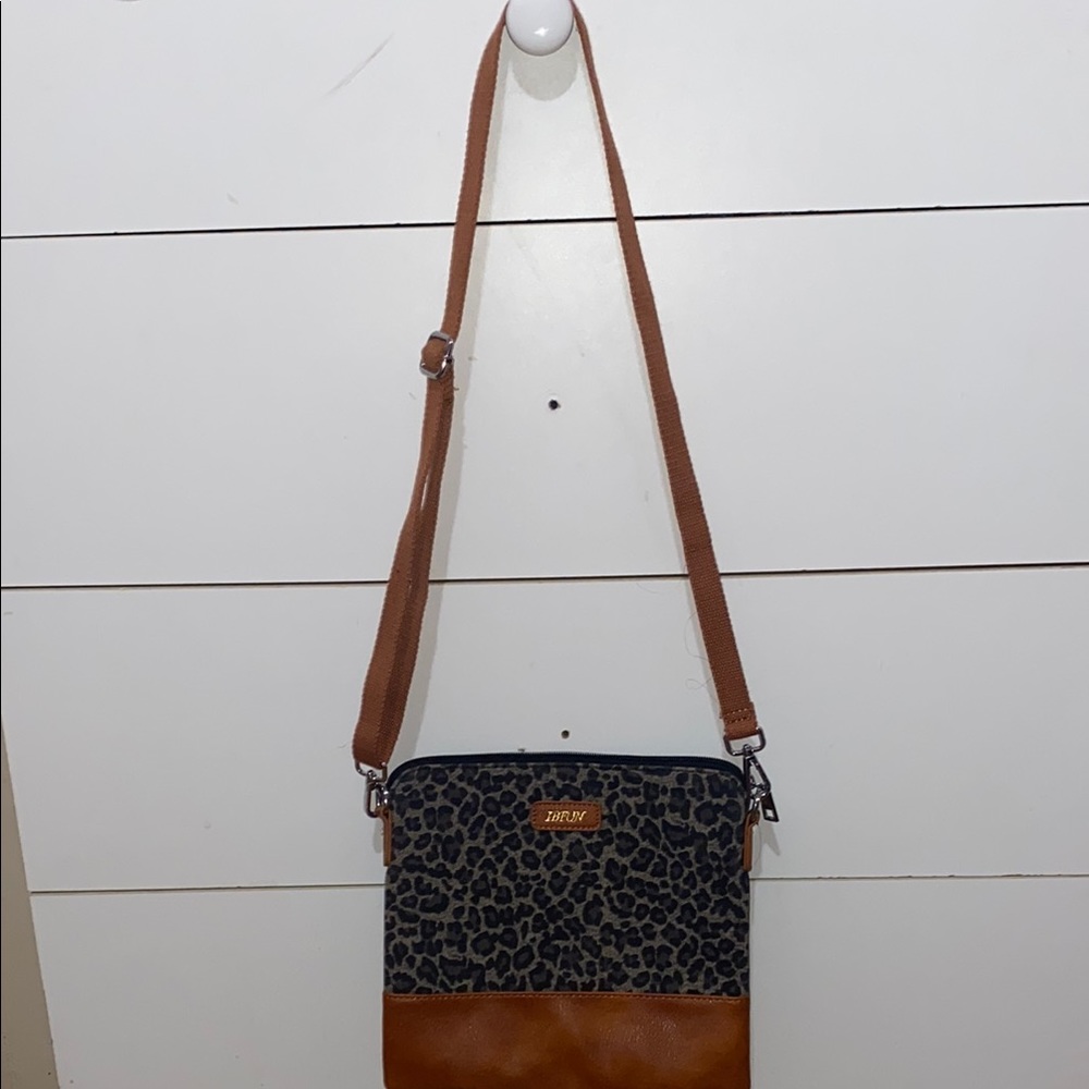 Zara Leopard Print and Tan Crossbody Bag